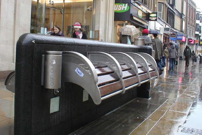 Ledge-benches prevent lazy jobless losers from enjoying nap time